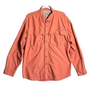 LL Bean | XLarge‎ | Men's Fishing Shirt Vented Roll Tab Sleeve Coral fisherman